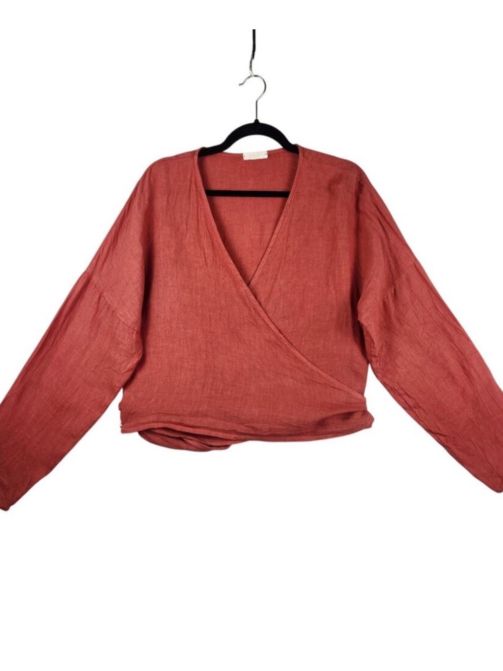 Made in Italy 100% Linen Wrap Top Salmon